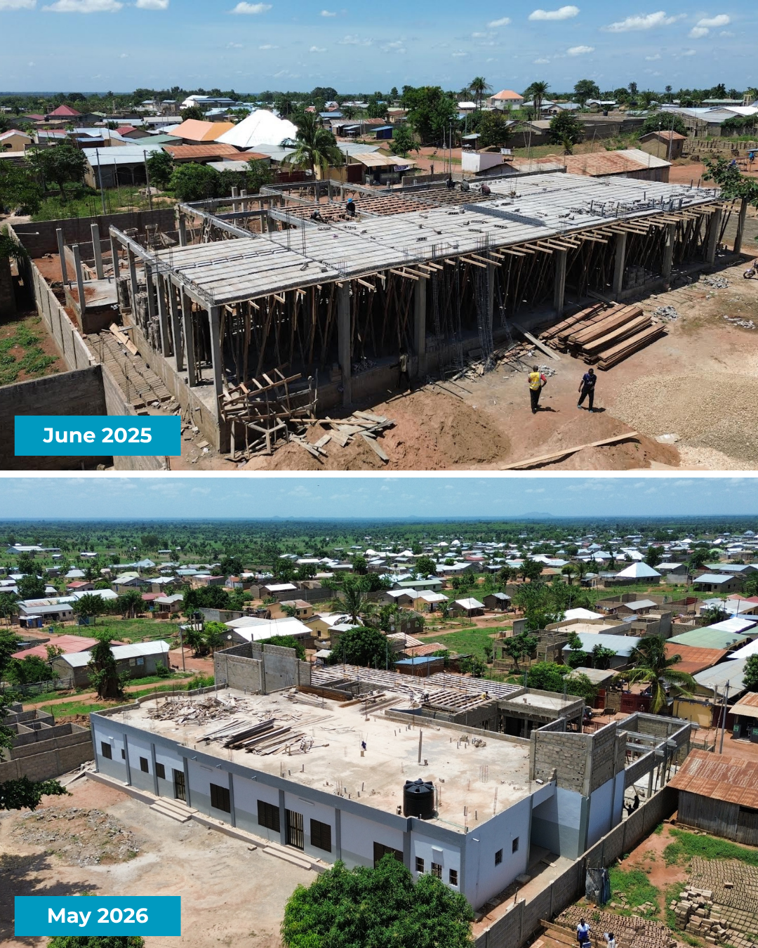 Comparison of 2025 and 2026 Tyrannus Bible Institute under construction